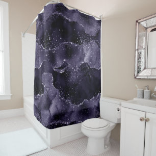 Moody Agate   Midnight Indigo Deep Purple Glam Shower Curtain