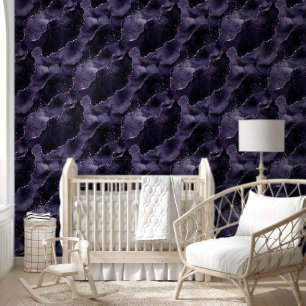 Moody Agate Midnight Indigo Deep Purple Glam Wallpaper