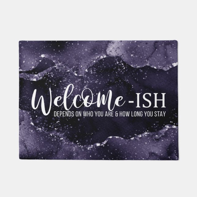 Moody Agate | Midnight Indigo Purple Welcome-Ish Doormat (Front)