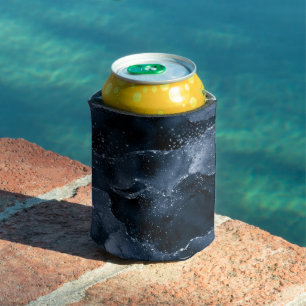 Moody Agate   Navy Denim Steel Blue Faux Glitter Can Cooler