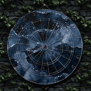 Moody Agate   Navy Denim Steel Blue Faux Glitter Dartboard