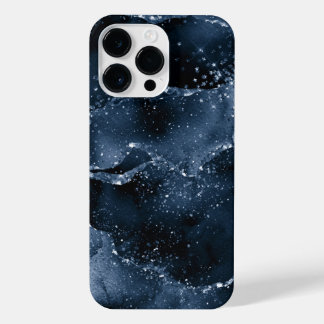 Moody Agate | Navy Denim Steel Blue Faux Glitter iPhone 14 Pro Max Case
