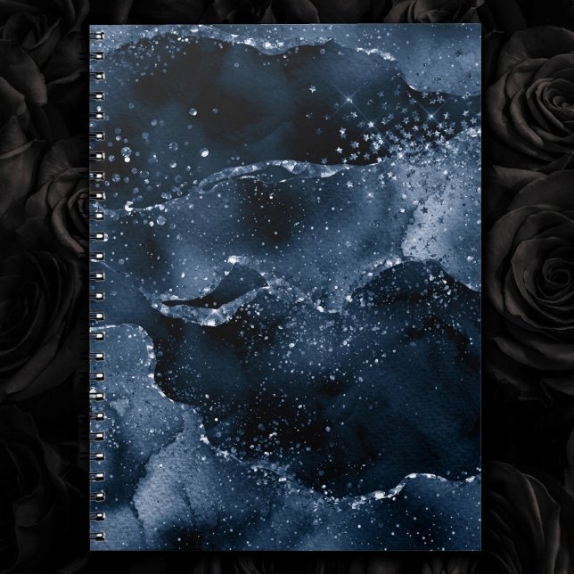 Moody Agate | Navy Denim Steel Blue Faux Glitter Notebook (Creator Uploaded)