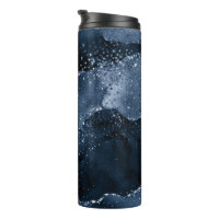 Moody Agate | Navy Denim Steel Blue Faux Glitter