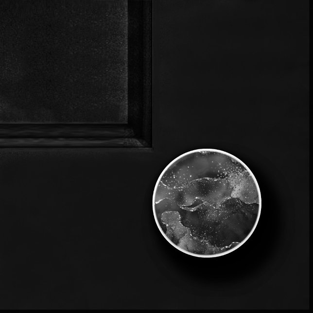 Moody Agate | Onyx Black Silver Vampy Goth Glitter Ceramic Knob (Creator Uploaded)