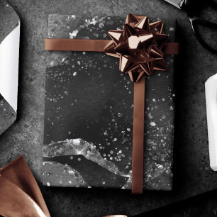 Moody Agate   Onyx Black Silver Vampy Goth Glitter Wrapping Paper
