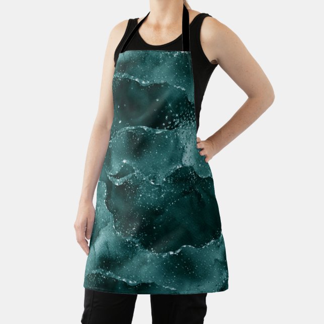 Moody Agate | Teal Green Malachite Rich Jewel Tone Apron (Insitu)