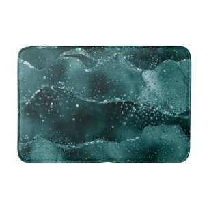 Moody Agate   Teal Green Malachite Rich Jewel Tone Bath Mat