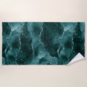 Moody Agate Teal Green Malachite Rich Jewel Tone Beach Towel