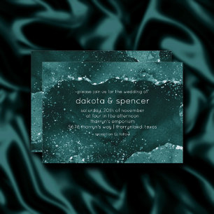 Moody Agate Teal Green Malachite Rich Jewel Tone Invitation