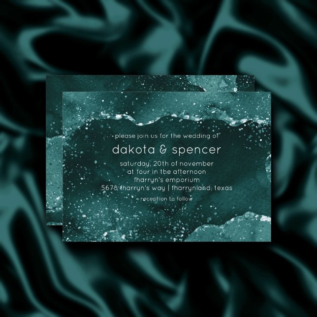 Moody Agate | Teal Green Malachite Rich Jewel Tone Invitation (Creator Uploaded)