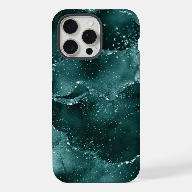 Moody Agate | Teal Green Malachite Rich Jewel Tone iPhone Case (Back)
