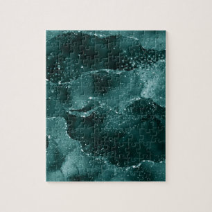 Moody Agate Teal Green Malachite Rich Jewel Tone Jigsaw Puzzle