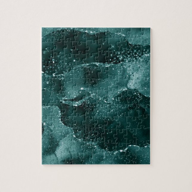 Moody Agate | Teal Green Malachite Rich Jewel Tone Jigsaw Puzzle (Vertical)
