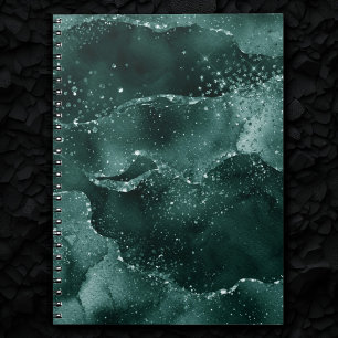 Moody Agate   Teal Green Malachite Rich Jewel Tone Notebook