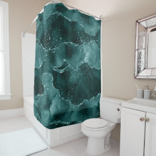 Moody Agate   Teal Green Malachite Rich Jewel Tone Shower Curtain