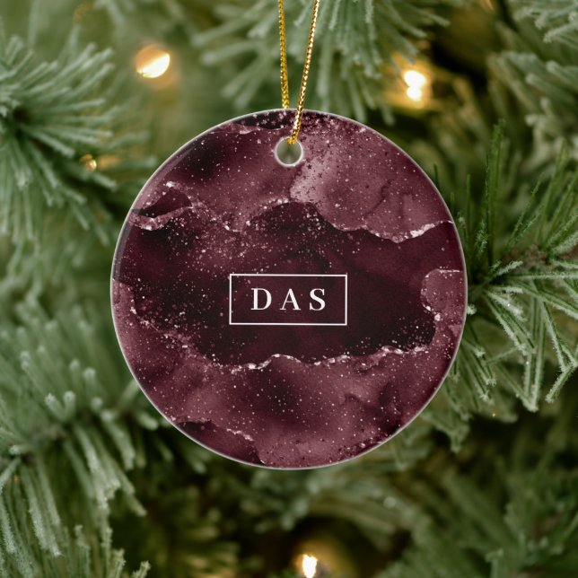 Moody Agate | Wine Bordeaux Sangria Merlot Custom Ceramic Ornament (Tree)
