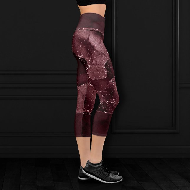Moody Agate | Wine Bordeaux Sangria Merlot Maroon Capri Leggings (Creator Uploaded)