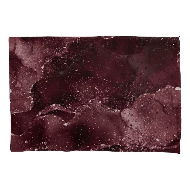 Moody Agate | Wine Bordeaux Sangria Merlot Maroon Pillowcase (Front-Left)