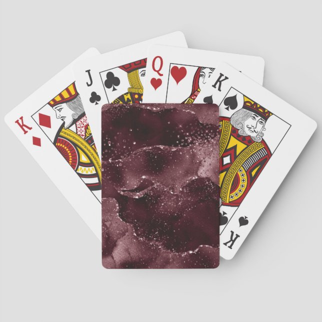 Moody Agate | Wine Bordeaux Sangria Merlot Maroon Playing Cards (Back)