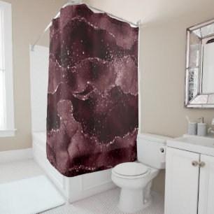 Moody Agate   Wine Bordeaux Sangria Merlot Maroon Shower Curtain