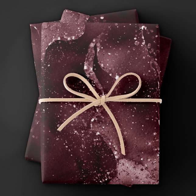Moody Agate | Wine Bordeaux Sangria Merlot Maroon Wrapping Paper Sheet (Creator Uploaded)