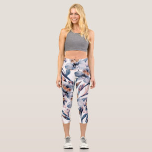 Moody Alstroemeria: Watercolor Flowers Pattern Capri Leggings