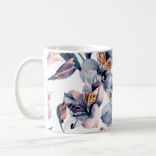 Moody Alstroemeria: Watercolor Flowers Pattern Coffee Mug