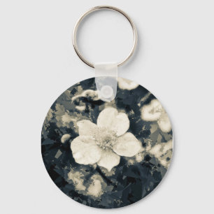Moody Anemone Flower Botanical Art Key Ring