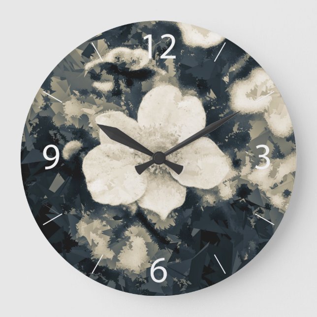 Moody Anemone Flower Botanical Art Large Clock (Front)
