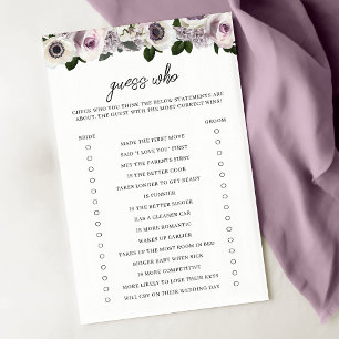 Moody Anemone Purple Floral Bridal Guess Who Game