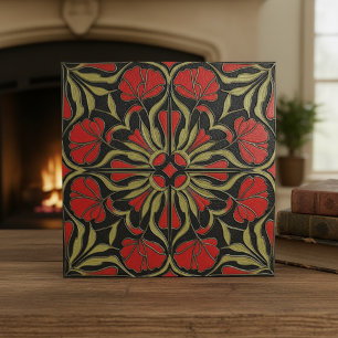 Moody Art Nouveau Floral Medallion#12 ID1193 Ceramic Tile