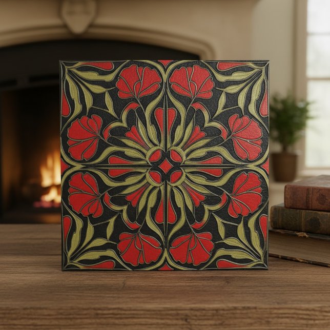 Moody Art Nouveau Floral Medallion#12 ID1193 Ceramic Tile (Creator Uploaded)