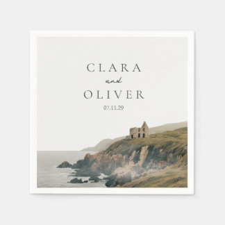 Moody Atlantic Irish Coast Cliff Wedding Cocktail Napkin