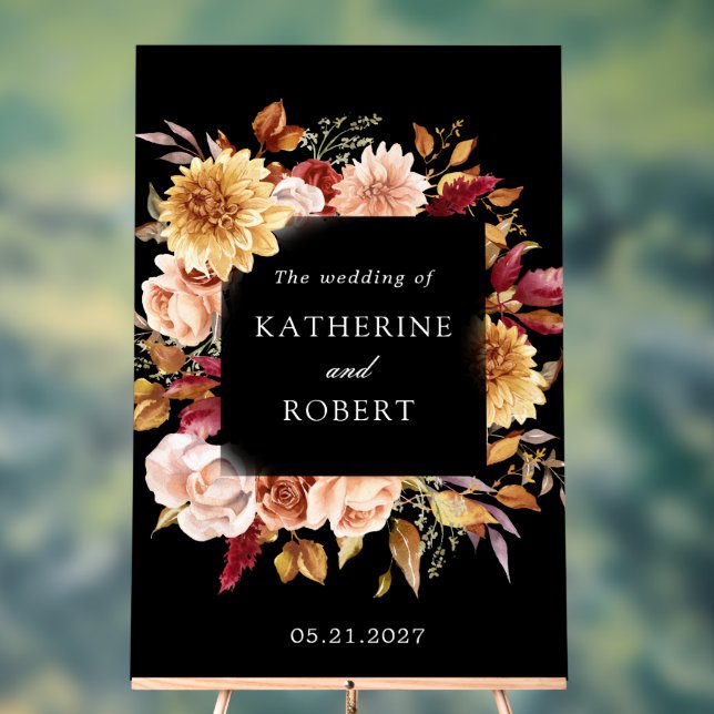 Moody Autumn Floral Elegant Acrylic Sign (Neutral)