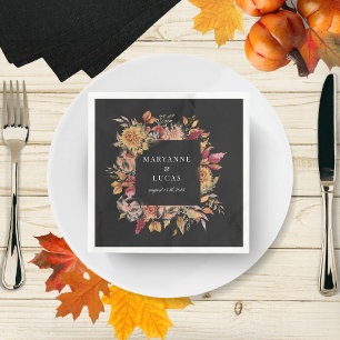 Moody Autumn Floral Monogram Napkin