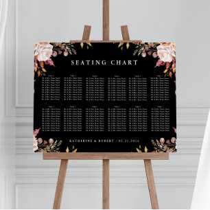Moody Autumn Floral Wedding Seating Chart