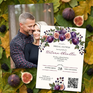 Moody Autumn Plum Fig Blackberry Bridal Shower Invitation