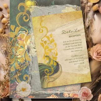 Moody Baroque Vintage Floral Wedding Details  Enclosure Card