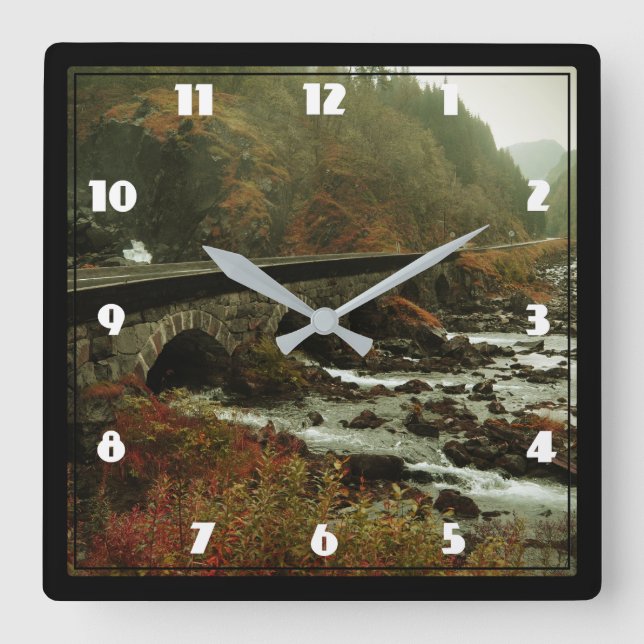 Moody Beautiful Nature Landscape Square Wall Clock (Front)