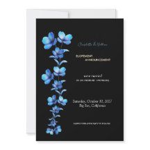 Moody Black & Blue Floral Elopement Announcement
