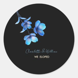 Moody Black & Blue Floral We Eloped Sticker