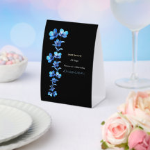 Moody Black & Blue Floral Wedding Hashtag Sign