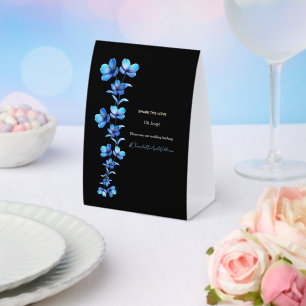 Moody Black & Blue Floral Wedding Hashtag Sign