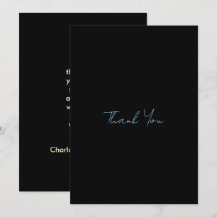 Moody Black & Blue Floral Wedding Thank You Card
