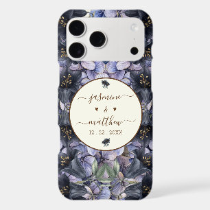 Moody Black Floral Classic Couple Names Wedding