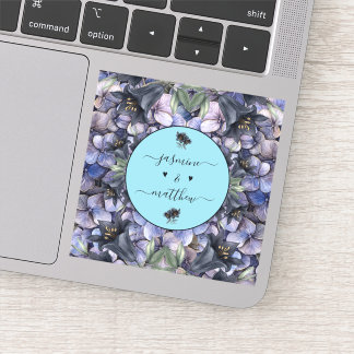 Moody Black Floral Classic Couple Names Wedding