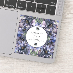 Moody Black Floral Classic Couple Names Wedding