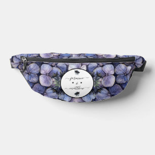 Moody Black Floral Classic Couple Names Wedding Bum Bags