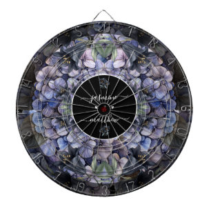 Moody Black Floral Classic Couple Names Wedding Dartboard